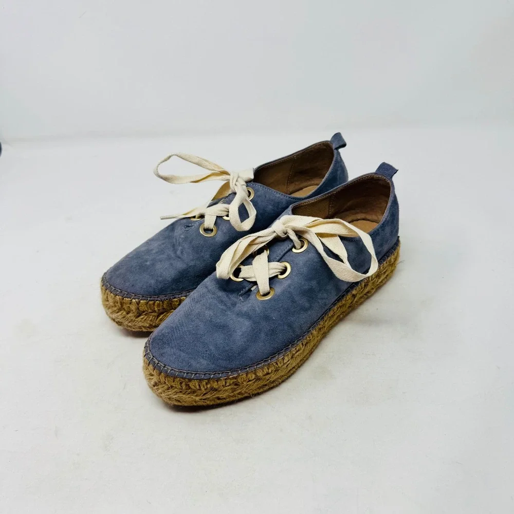 Eric‎ Michael Blue Suede Espadrille Sneakers EU 38 Platform Spain Boho Coastal